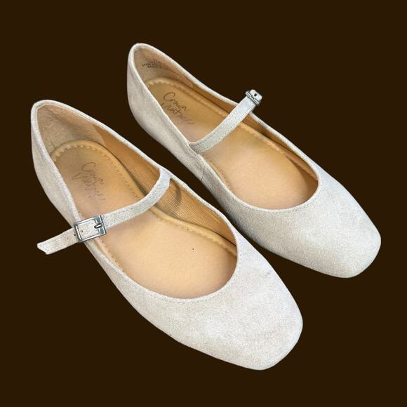Crown Vintage Sillani Suede Mary Jane Flat Taupe Size 7 - Picture 2 of 8